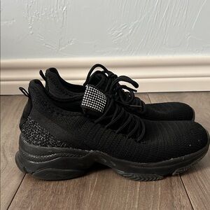 Black Sneakers with Rhinestone & Sparkle Thread Detail